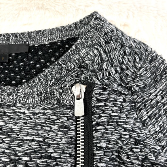 Maje | Wool Knot Jacket / Moto Jacket / Grey Marl Knit - Picture 4 of 9